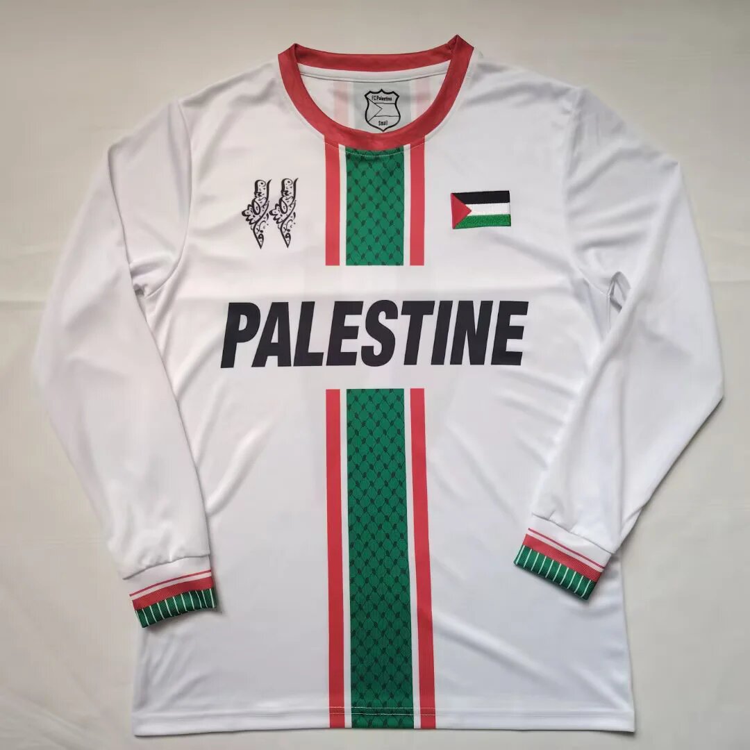 AAA Quality Palestine 26/27 White/Green/Red Long Training Jersey